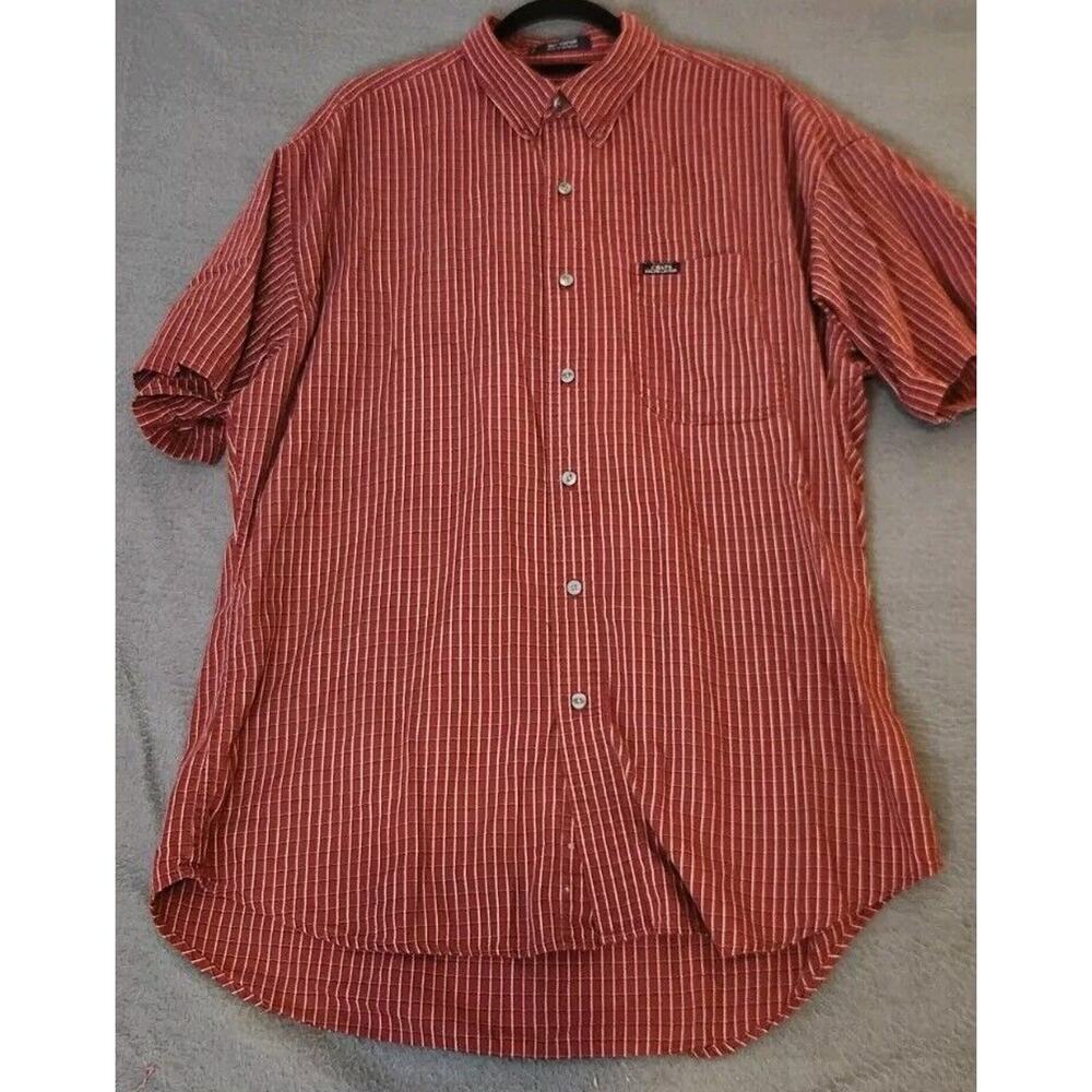 Vintage Chaps Ralph Lauren Button Up Short Sleeve Shirt Mens Red Plaid Sz Large